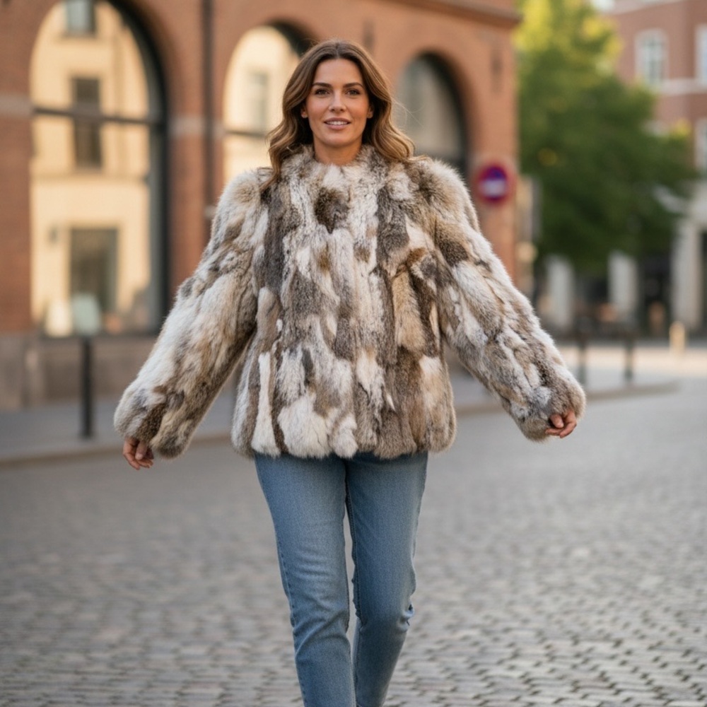 Rabbit Suede Women’s Reversible Coat. Size M